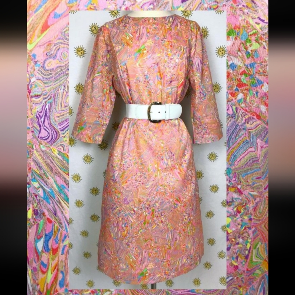 Vintage 1960s Psychedelic Rainbow Midi Dress *Belt Not Included*